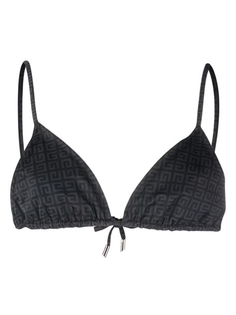 Givenchy Logo Jacquard Triangle Bikini Top Black Editorialist