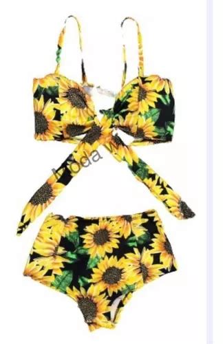 Kit 2 Biquíni Hot Pant Girassol Cintura Alta Bojo Frete grátis