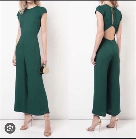 Reformation Mayer Jumpsuit Forest Green Size 4 Cut Gem