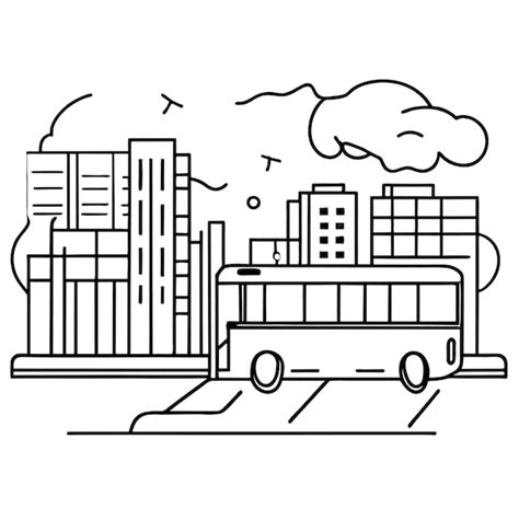 coloring page design nature  urban city premium ai generated vector