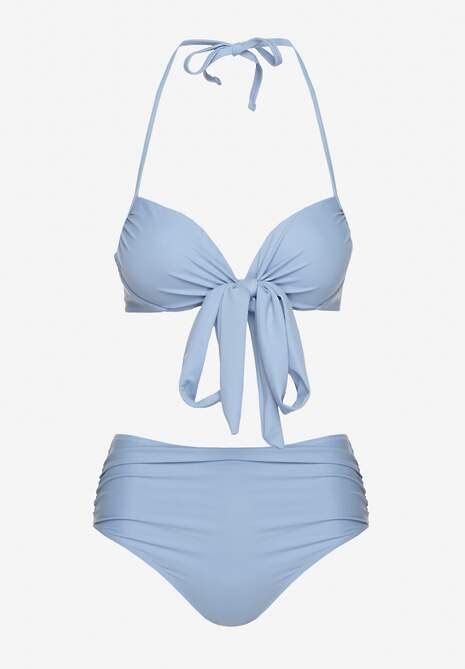 Jasnoniebieskie Bikini Wiązany Biustonosz i Majtki Typu Figi Fevarelia Renee