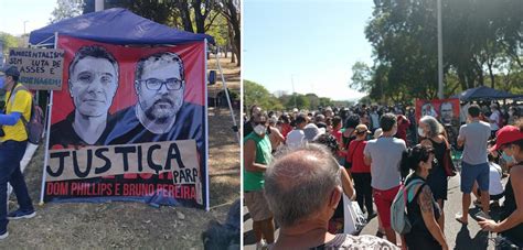 Brasília Protesto cobra justiça por Dom Phillips e Bruno Pereira