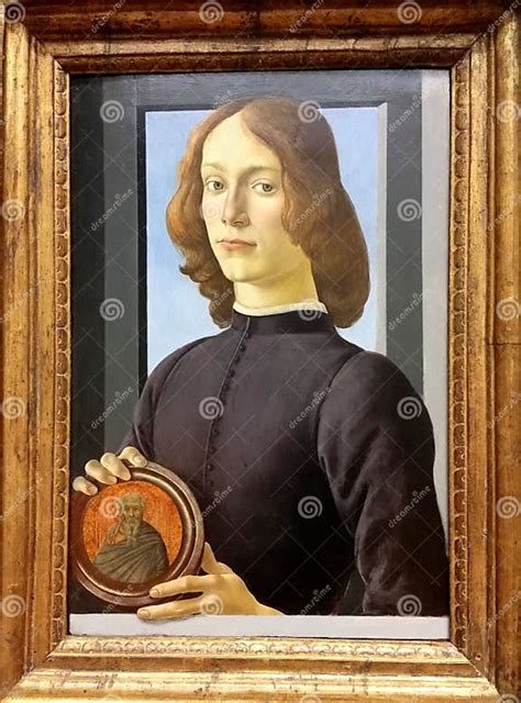 Painting By Sandro Botticelli Portrait Of A Young Man With A Medallion