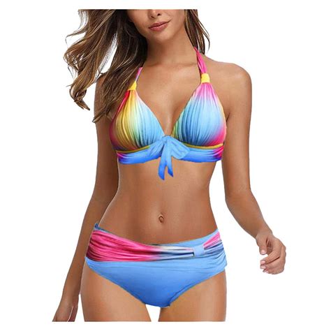 Sngxgn Womens High Waisted Bathing Suits Sexy V Neck Bikini Sets High