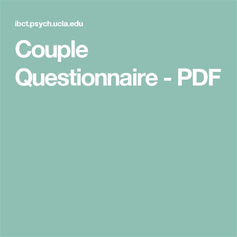 Couple Questionnaire Pdf With Images Couple Questionnaire