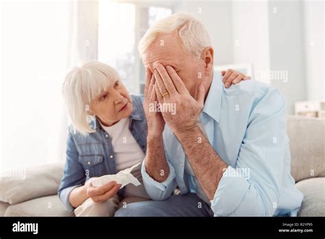 Grey Haired Mature Man Feeling Extremely Depressed Stock Photo Alamy