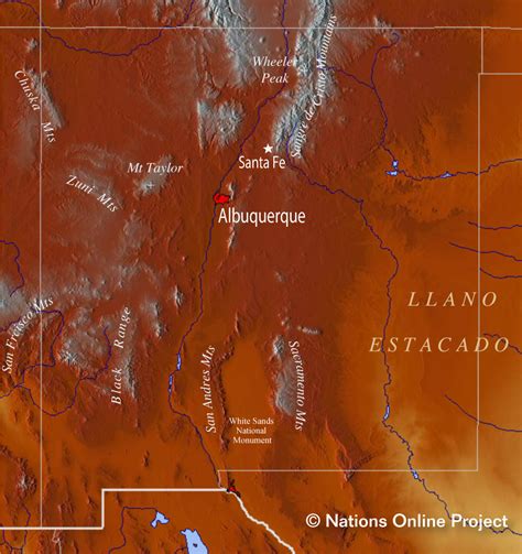 New Mexico Map Mountains Map Of Rose Bowl