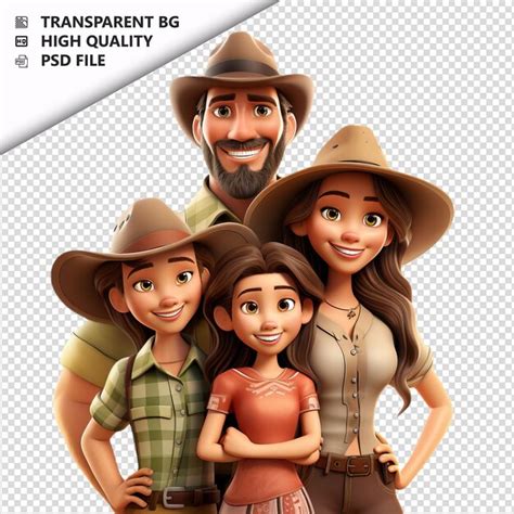 La Familia Latina De La Caza En D Estilo De Dibujos Animados De Fondo Blanco Es Archivo Psd