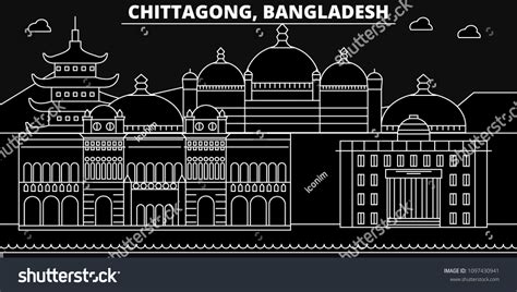 Chittagong Silhouette Skyline Bangladesh Chittagong Vector Stock Vector