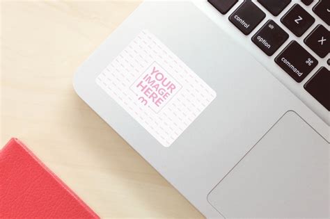 Rectangle Sticker On Laptop Mockup Mediamodifier