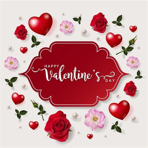 Modèles De Carte De Voeux Saint Valentin Vecteur Premium