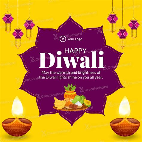 Banner With The Happy Diwali Template