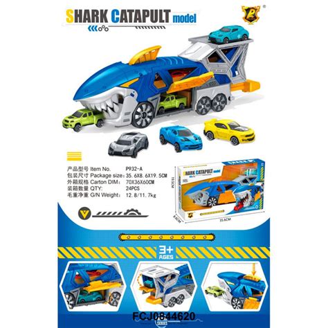 Игрушка Гараж Трек Катапульта Hot Shark Catapult Wheels с машинками игрушечный грузовик акула