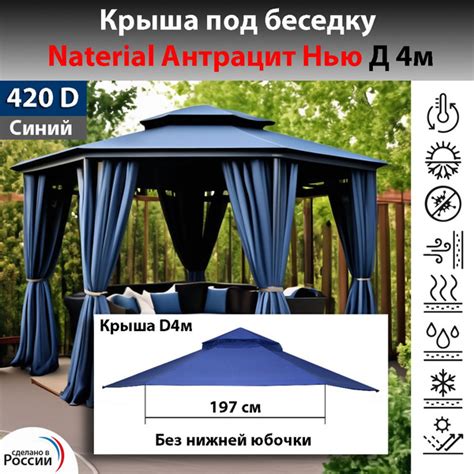 Крыша под беседку Naterial Антрацит Нью без юбочки 420д синяя - купить ...