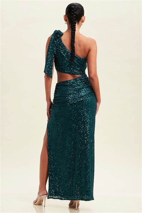 Side Cutout Sequin Maxi Dress