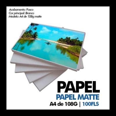 Papel Fotogr Fico G Matte Fosco Premium A Pacote C Folhas