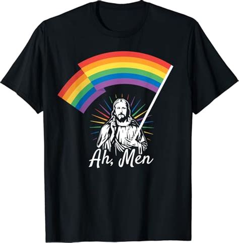 Ah Men Rainbow Lgbtq Pride Flag Gay Jesus Christian Fratelli T Shirt Amazon Co Uk Clothing