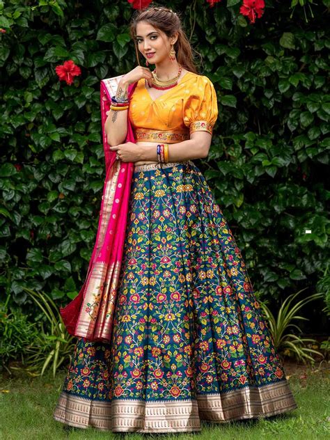 Blue Colour Silk Fabric Traditional Lehenga Choli.