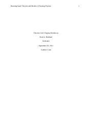 Virginia Henderson's Theory.docx - Running head: Theorist and Models of Nursing Practice ...