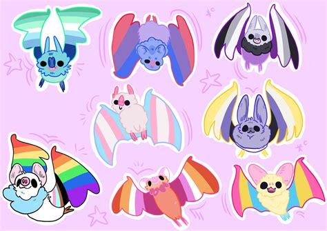 Pride Bats LGBTQ Cute Vinyl Sticker Glossy Bat Sticker Set Gay