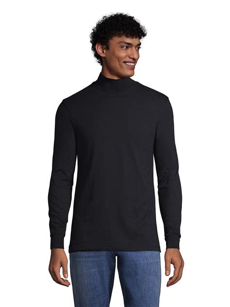 Lands End Lands End Mens Super T Mock Turtleneck Black L