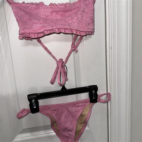 Cotton On Pink Floral Two Piece Bikini Top Size Depop