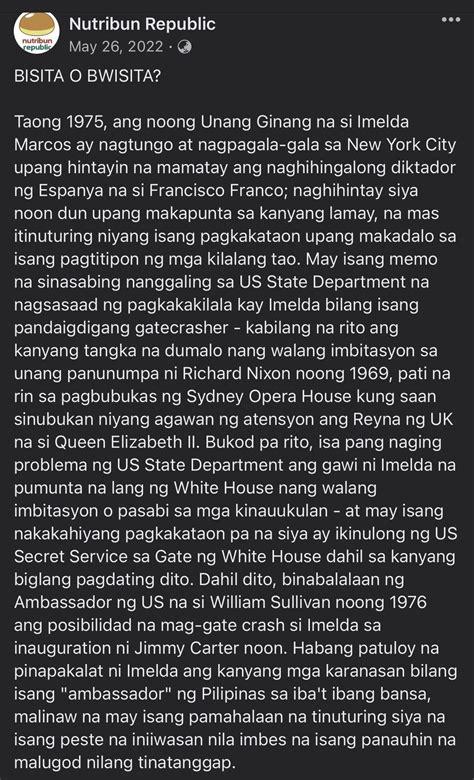 Imelda Marcos, the international gatecrasher : r/Philippines