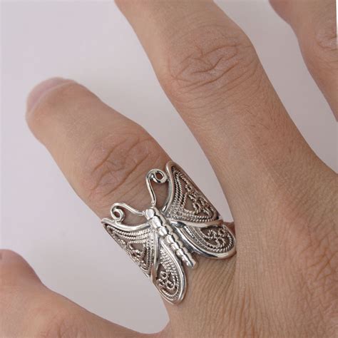 Sterling Silver Vintage Butterfly Ring Statement Butterfly Etsy