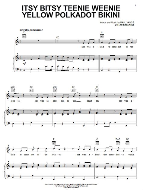 Itsy Bitsy Teenie Weenie Yellow Polkadot Bikini Sheet Music Direct