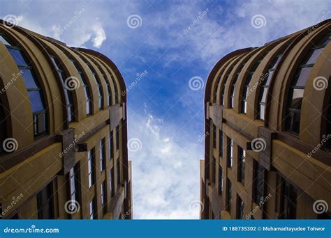 Two building with blue sky stock photo. Image of hour - 188735302