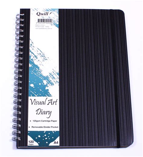 Quill Visual Art Diary Premium A4 120 Page With Pocket Black
