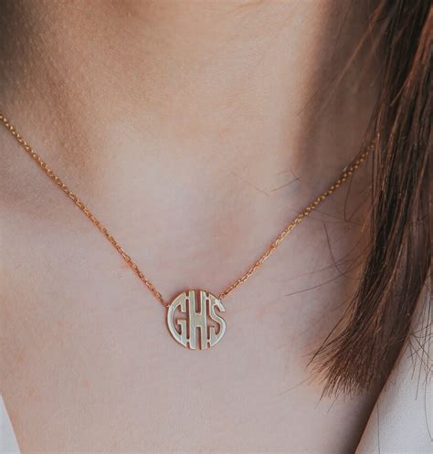 14k Gold Monogram Necklace Monogram Necklace in Gold - Etsy