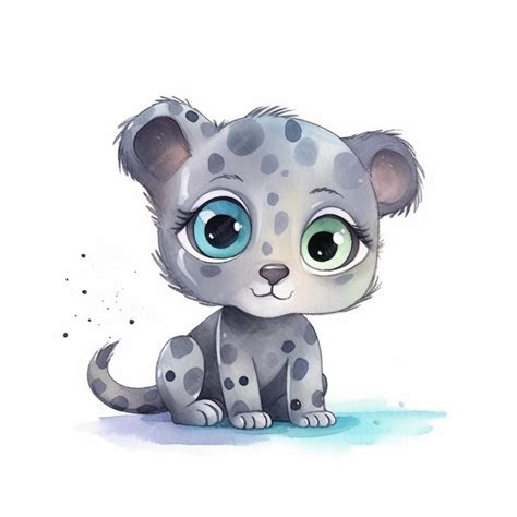 Baby Snow Leopard Cartoon