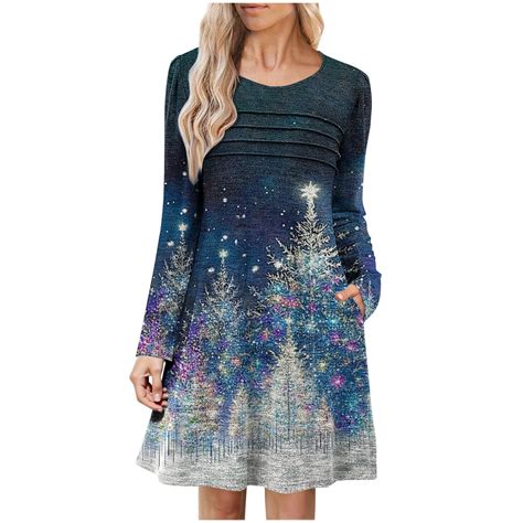 ZHYou No Boundaries Women Winter Night Scene Dress Christmas Themed