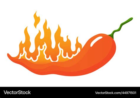 Spicy Level Hot Chili Pepper Icon With Flame Vector Image
