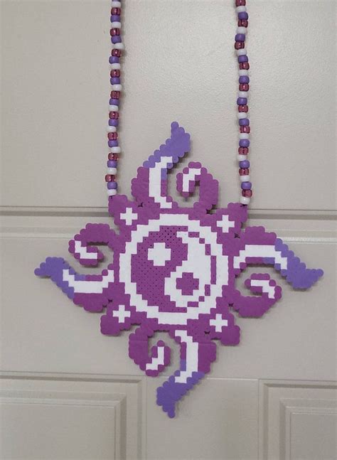 Purple White Ying Yang Peeler Necklace Etsy Canada Hama Beads