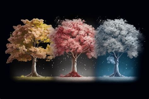Premium Ai Image Representing The Four Seasons Showcasing Natures