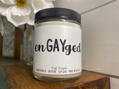 Engayged Soy Candle Gift Engagement Gift For Gay Couple Gay Etsy