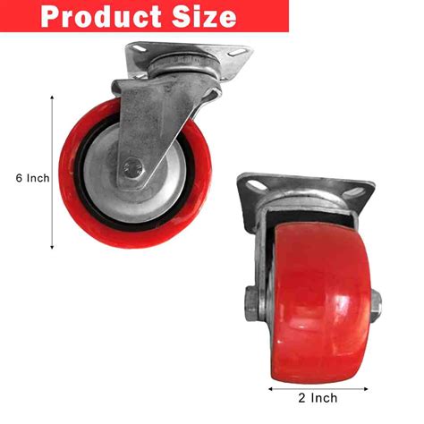 Pu Plate Type Trolley Wheel Without Break 6 X 2 Inch Implemental