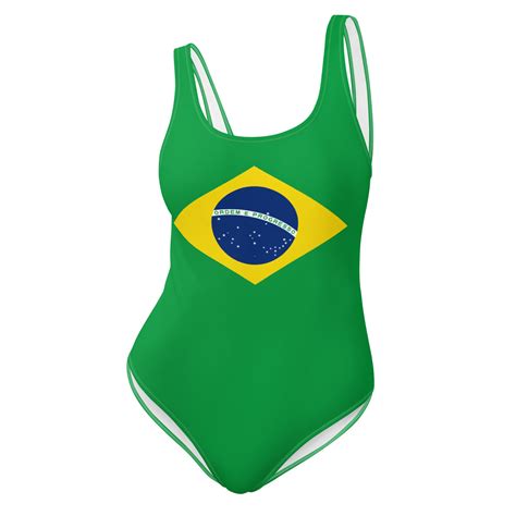 Brazil Flag One-piece Swimsuit, Brazilian Goddess Swimsuit, Bathing