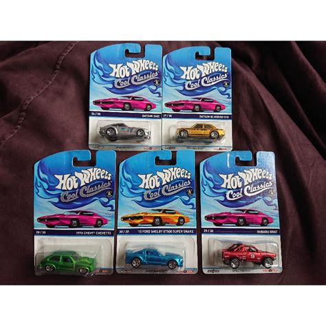 Hot Wheels Cool Classic Nissan 240Z Datsun Bluebird 510 Gold Ford Shelby Mustang GT500 Super