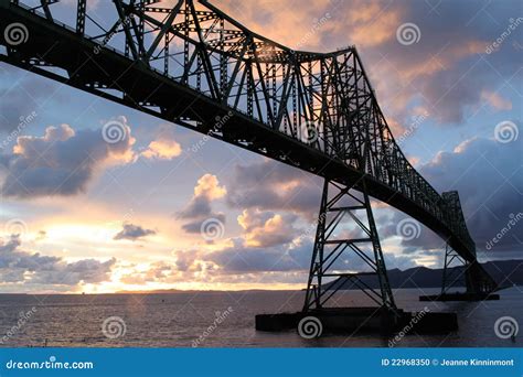 Astoria or Megler Bridge Sunset Stock Photo - Image of longest, clouds ...