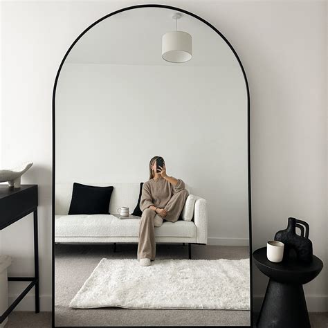Full Length Extra Large Arched Walnut Mirror 190cm X 110cm Tamara