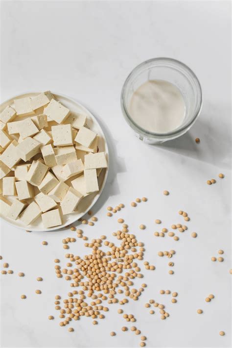 Photo of Tofu, Soybeans and Soy Milk Against White Background · Free ...