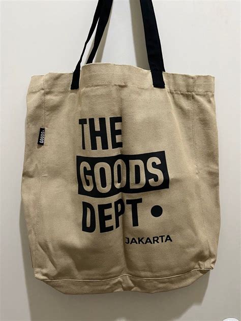 The Goods Dept Beige Canvas Tote Bag Barang Mewah Tas Dompet Di