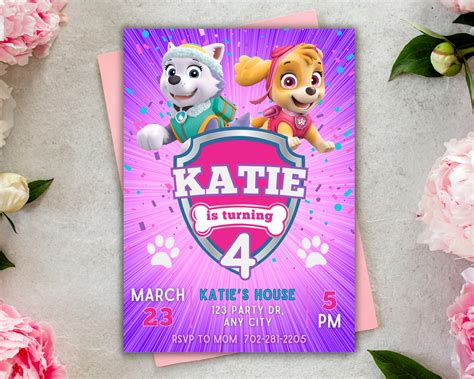 Printable Paw Patrol Birthday Invitation Skye Everest Birthday Invite Birthday Invitation