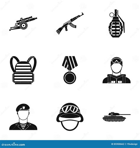 Military Weapons Icons Game Resources Vector Illustration