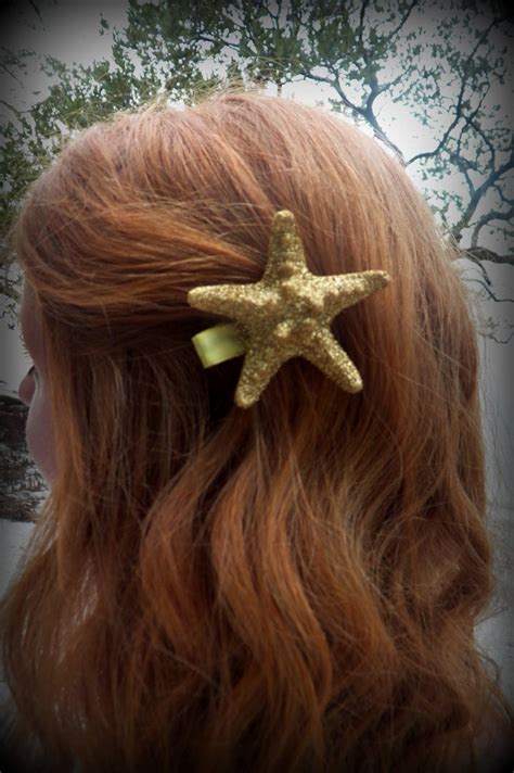 Gold Glitter Starfish Hair Clip Etsy