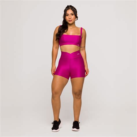 Top Feminino Rosa Adalia Fitness Poliamida Academia Decote Reto Lot