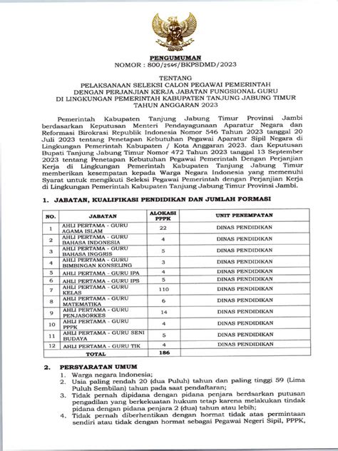 Pengumuman PPPK Guru 2023 | PDF